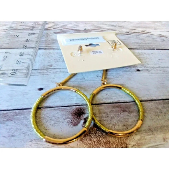 Radiant Gold Tone Drop Earrings by Sophia and Kate - Picture 3 of 3